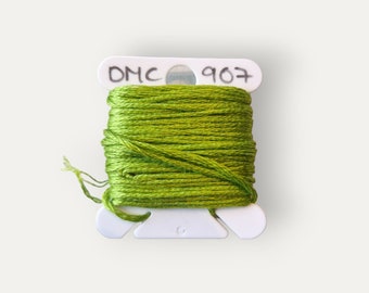 DMC 907 green stranded cotton thread for hand embroidery or cross stitch
