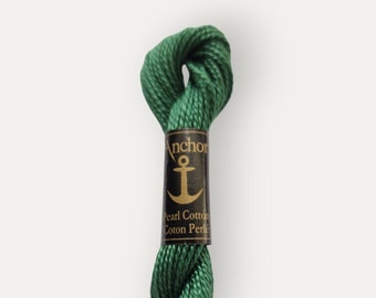 Filo Anchor 217 verde misura 5 perle, filo di cotone ritorto per ricamo a mano o punto croce