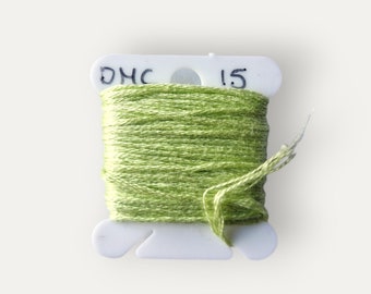 DMC 15 green stranded cotton thread for hand embroidery or cross stitch