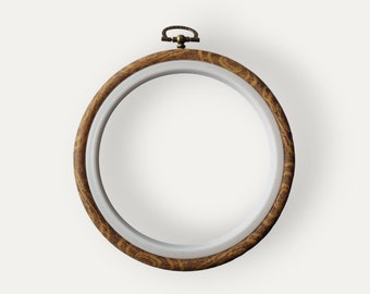 12 cms flexi embroidery hoop, plastic embroidery hoop, wood effect round embroidery frame