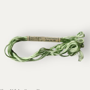Vintage green rayon embroidery thread (83), Pearsall&#39;s Sheba stranded rayon floss, rayon thread for hand embroidery or cross stitch