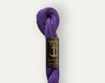 Anchor 112 purple size 5 perle thread, cotton twisted thread for hand embroidery or cross stitch