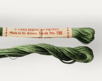 Hilo de seda verde vintage para bordar (196), hilo de seda Filoselle de Pearsall, hilo de seda para bordar a mano o punto de cruz.