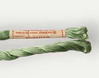 Seda de bordado verde claro vintage (83), hilo de seda Filoselle de Pearsall, hilo de seda para bordado a mano o punto de cruz