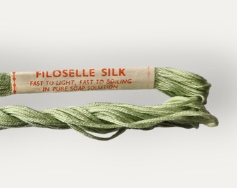 Vintage light green embroidery silk (194), Pearsall's Filoselle silk floss, silk thread for hand embroidery or cross stitch