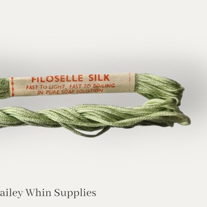 Seta da ricamo verde chiaro vintage (194), filo di seta Filoselle di Pearsall, filo di seta per ricamo a mano o punto croce