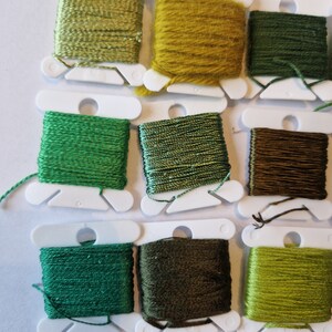 Green embroidery thread bundle, fibre art bundle, cross stitch or embroidery thread set, hand embroidery gift image 6