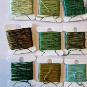 Green embroidery thread bundle, fibre art bundle, cross stitch or embroidery thread set, hand embroidery gift image 5