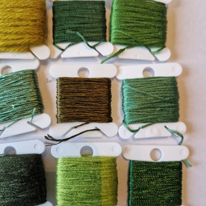 Green embroidery thread bundle, fibre art bundle, cross stitch or embroidery thread set, hand embroidery gift image 7