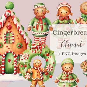 Christmas Gingerbread Man Clipart,Holiday Cookie Transparent Png,Festive Commercial Use Art Bundle,Junk Journal, Kids Digital Prints,300DPI