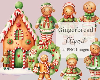 Christmas Gingerbread Man Clipart,Holiday Cookie Transparent Png,Festive Commercial Use Art Bundle,Junk Journal, Kids Digital Prints,300DPI