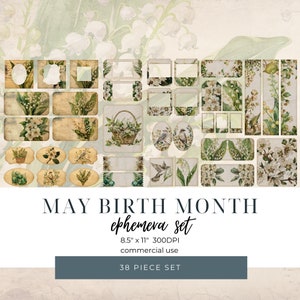 Journal indésirable du mois de mai, 38 pièces, cadeau de printemps pour la fête des mères, floral, téléchargement immédiat, signets imprimables, scrapbooking