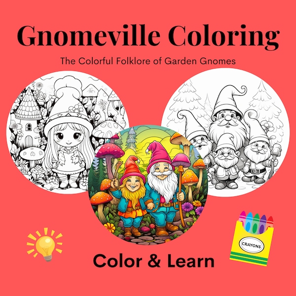 Gnomeville Coloring Pages Colorful Folklore of Garden Gnomes Coloring Book Printable Gnome Designs with Interesting Myth and Folklore Facts