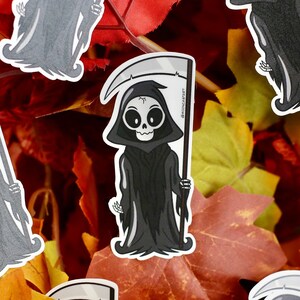 Deathly Grim Reaper Vinyl Sticker |  Halloween Sticker | Spooky Season Decor