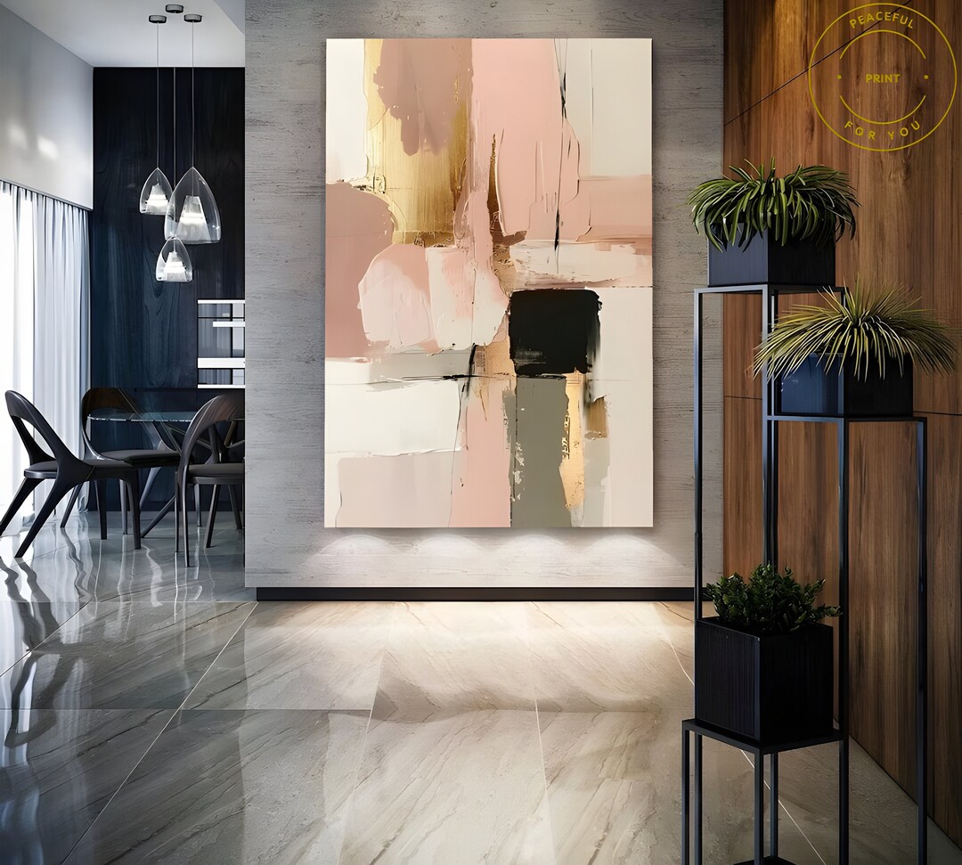 Canvas Print Blush Pink Gold Modern Minimalist Art Contemporary Wall ...