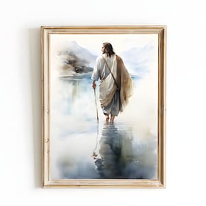 Peace Be Still | Jesus Wall Art | Digital Download | Jesus Walking On Water | Bible Art | Jesus Watercolor | Jesus Picture | LDS Art