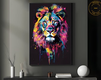 Lion Print Wall Art, Pop Art Print, Graffiti Art Canvas, Lion Head Wall Art, Lion Artwork Print, Lion Head Poster, Gift For Girlfriend 22