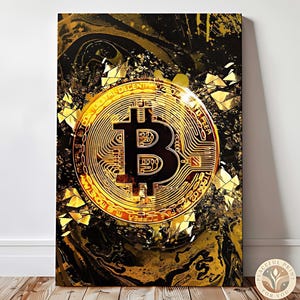 Bitcoin Canvas Print, Bitcoin Wall Art, Crypto Trader Gift, Crypto Trading Wall Art, Crypto Wall Decor, Bitcoin Painting, Bitcoin Poster 96