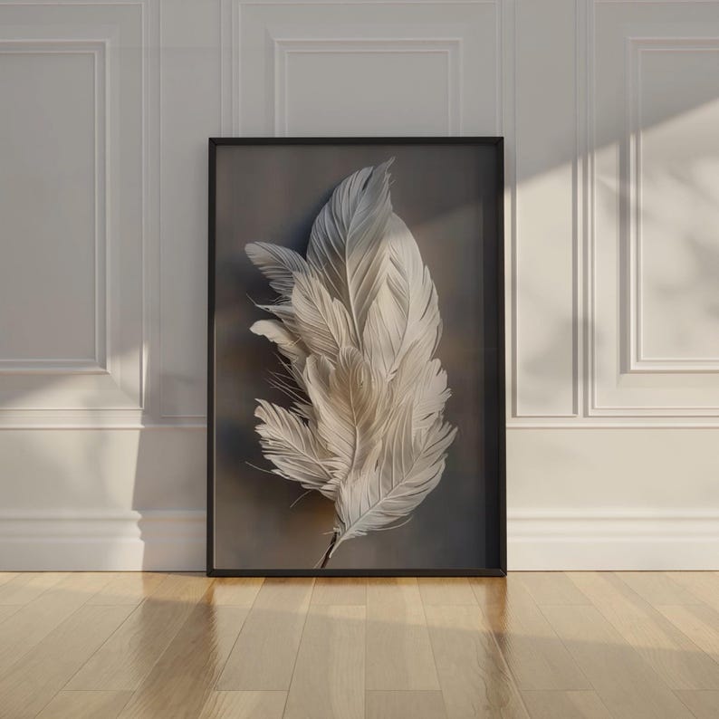 Feathers Canvas Print, Framed Volumetric Wall Art, White Feathers ...