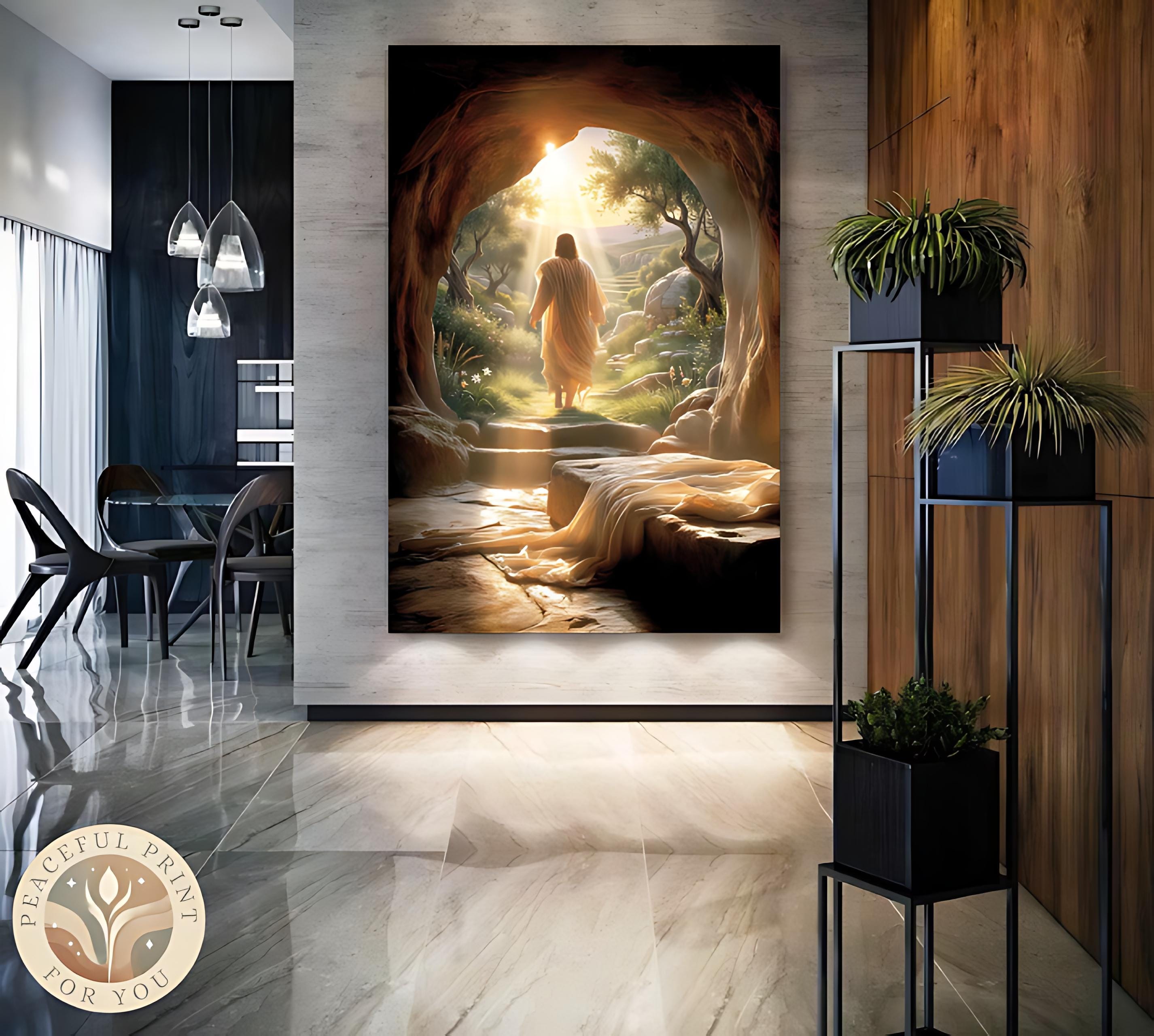 Risen Jesus Canvas Print Empty Tomb Christian Easter Artwork ...