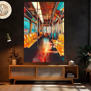 Stampa del sedile della metropolitana di New York, poster di New York Grande Mela, regalo di viaggio di New York City, arredamento di transito, arte della metropolitana retrò, arte della parete del treno, Manhattan incorniciato 125