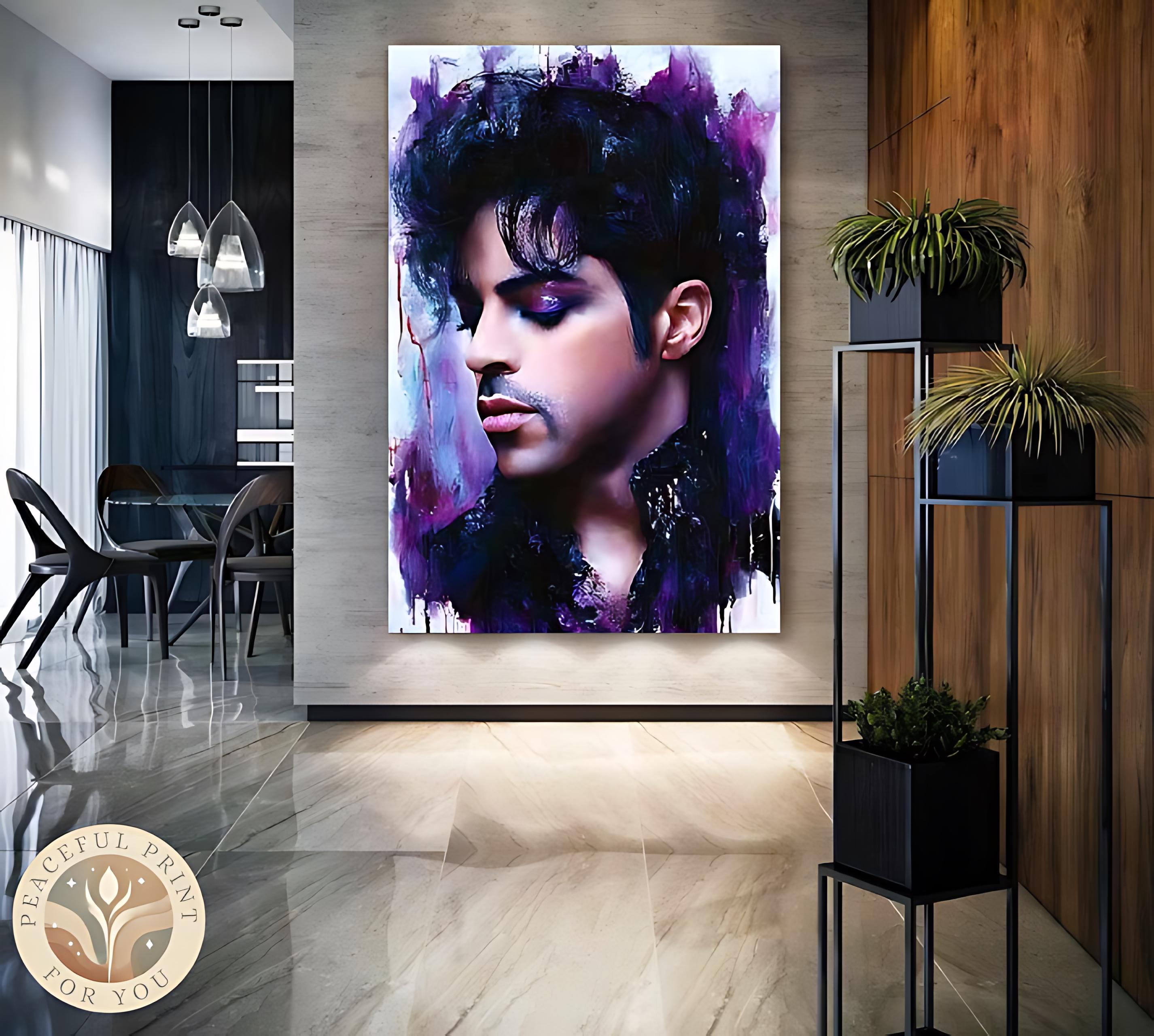 Prince Abstract Poster Prince Canvas Print - Iconic Musician Portrait in Abstract Purple Hues ...