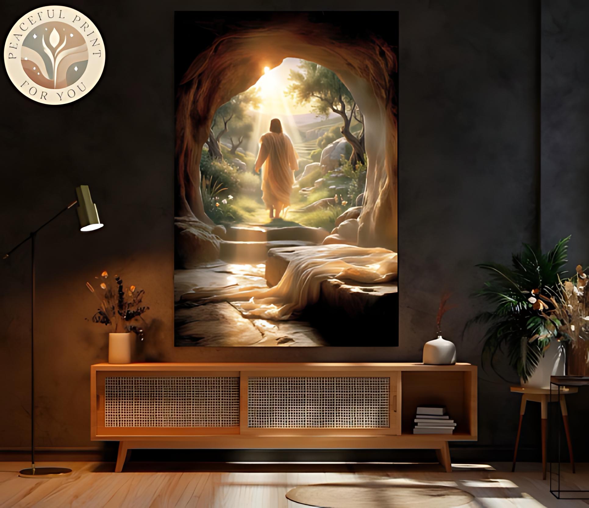 Risen Jesus Canvas Print Empty Tomb Christian Easter Artwork ...