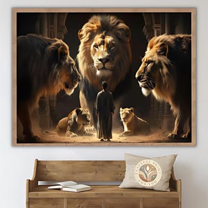Lion Of Judah Canvas Lion And Jesus Painting Art, God Wall Art Home Decor, Gift For Christian, Jesus Painting, Inspirational Canvas, Gift 21