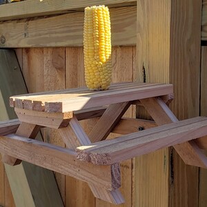Cedar Wooden Squirrel/Bird Feeder Picnic Table 10 x 5.5"