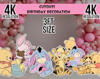 Winnie The Pooh Cutout Standee, Baby Winnie & Friends, Pooh Baby Shower Party Decor, Birthday Party Stand Up Prop Digital Download