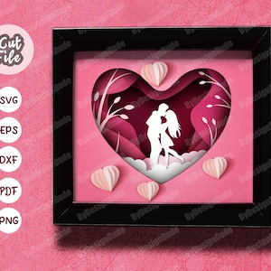 3D HEART SVG Shadow Box, VALENTINE Light Box svg, Wedding svg, Love svg, For cricut, For silhouette, Digital Download