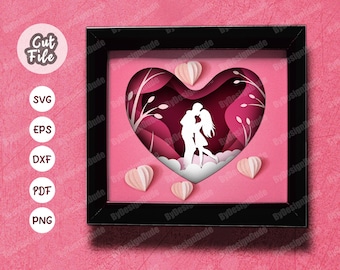 3D Heart SVG Shadow Box: Valentine's Day Light Box (Digital Download)