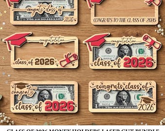 Class of 2026 Money Holder SVG, Graduation Laser Cut File, Glowforge Ready (Digital Download)