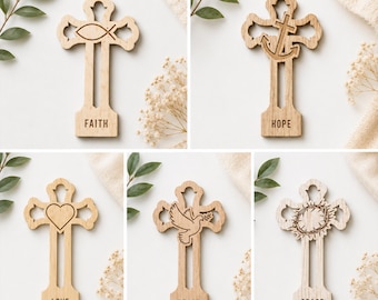 Faith Hope Love Cross SVG, Christian Comfort Cross Set of 5, Laser Cut File, Prayer Cross, Religious Vector, Glowforge Digital Download