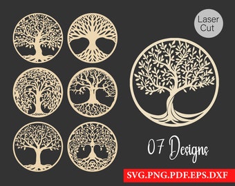 Tree Laser Cut Svg Files, Vector Files For Wood Laser Cutting, svg, pdf, eps, Png, Dxf, Tree of life Svg.