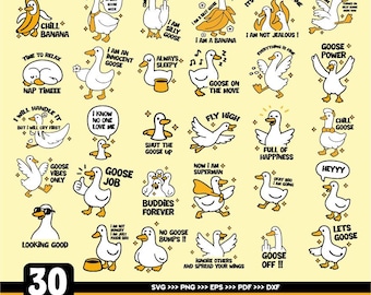 Silly Goose SVG Bundle: Retro Funny Goose Designs (Digital Download)