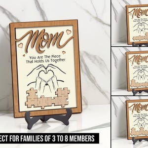 Quebra-cabeça em forma de coração para o dia das mães SVG, arquivo de corte a laser para sinal de quebra-cabeça de mãe, presente de dia das mães de crianças, marido, família, Glowforge, download digital