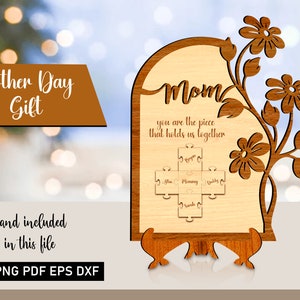 Cadeau fête des mères Svg, vous êtes la pièce qui nous unit, cadeau pour maman Svg, laser fête des mères, fichiers laser fête des mères, coeur maman