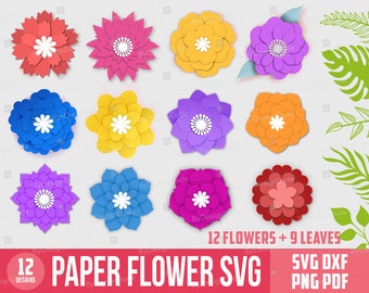 3D Paper Flower SVG Bundle: Rolled Flower Templates (Digital File)