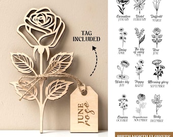 Birth Flower SVG Bundle with Name Tags (Digital Download)