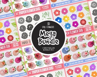 Rolled Flower SVG Mega Bundle: 3D Paper Flower Templates (Digital Download)