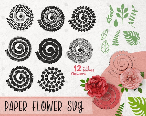 3D Rolled Paper Flower SVG Bundle, Paper Flower Template Cricut Flowers svg, Gift Decoration Flower cutting files, Kids Craft, Rolled Flower