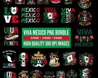 Viva Mexico Png Bundle, 30 Mexican Independence Day Png, September 16th Png, Mexican Fiesta, Mexican Hat, Mexico Pride Png, Mexican Festival