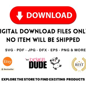 Pu&ograve; includere: File di download digitale solo. Nessun articolo verr&agrave; spedito. SVG, PDF, JPG, DFX, EPS, PNG e altro. Etsy Bestseller. Design Dude. Miglior venditore.