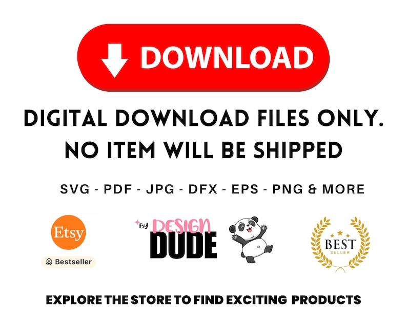 Pu&ograve; includere: File di download digitale solo. Nessun articolo verr&agrave; spedito. SVG, PDF, JPG, DFX, EPS, PNG e altro. Etsy Bestseller. Design Dude. Miglior venditore.