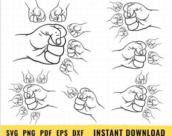 Fist SVG Bundle, Hand Sign Cut Files for Cricut, Father's Day SVG Design, Strong Hand Gesture Bundle, Laser Cut SVG Download