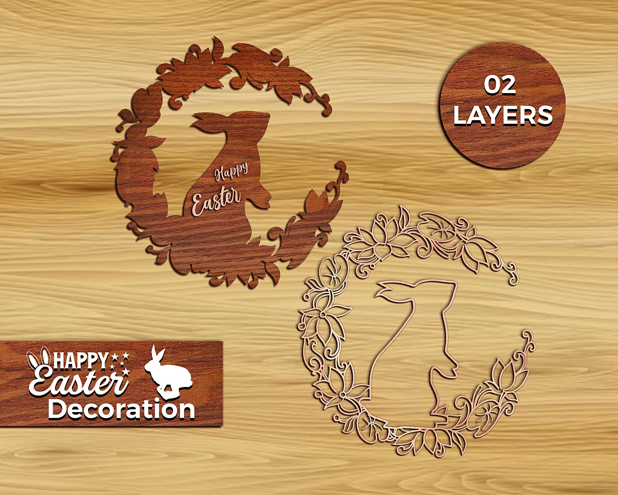 Easter Bunny Laser Cut SVG Bundle: Ornament & Hanger Designs (digital ...