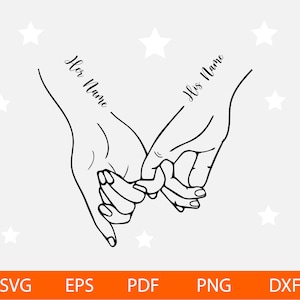 Para Dłoń SVG, Trzymający się za ręce kochanek SVG, Rocznica pary, Prezent ślubny, Pomysł na prezent na Walentynki, SVG na koszulkę, Plik SVG do cięcia dla Cricut