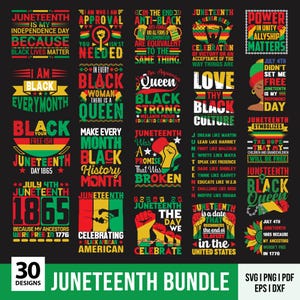Bundle Juneteenth PNG SVG, mois de l'histoire des Noirs, célébrer 1865, We Are Black History, célébrer Juneteenth Tshirt, roi noir Nutrition Svg