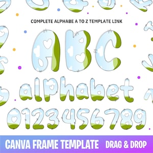 Füllen Sie Ihre eigenen Gekritzel-Buchstaben CANVA, Canva-Alphabet-Schriftart, Ziehen und Ablegen, Alphabet Doodle Canva-Rahmen, bearbeitbare Canva-Rahmen, Canva-Buchstaben